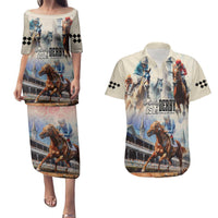Kentucky Horse Racing Couples Matching Puletasi and Hawaiian Shirt For The Roses