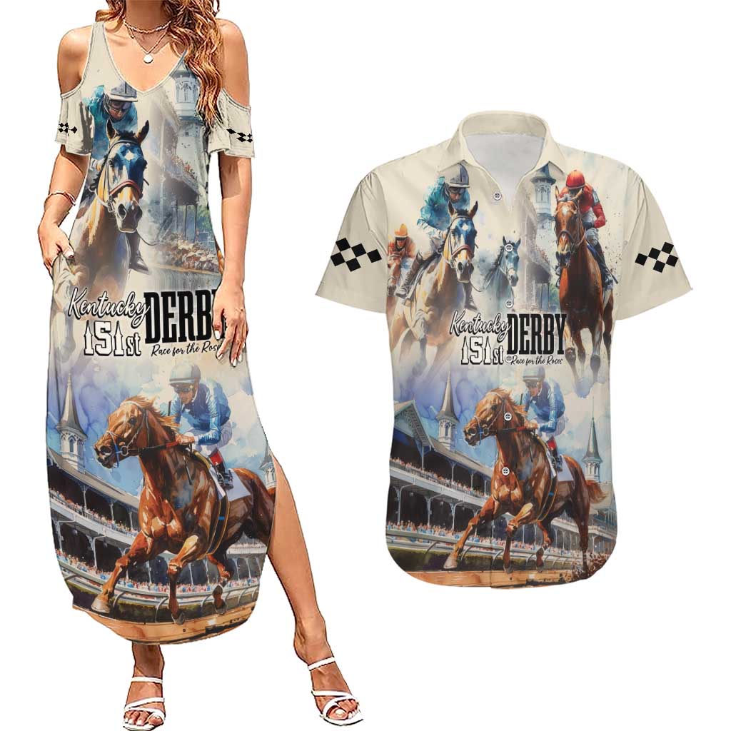 Kentucky Horse Racing Couples Matching Summer Maxi Dress and Hawaiian Shirt For The Roses