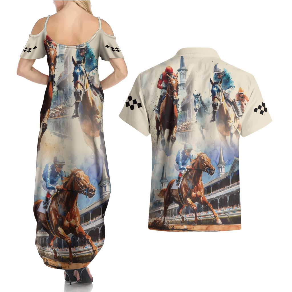 Kentucky Horse Racing Couples Matching Summer Maxi Dress and Hawaiian Shirt For The Roses