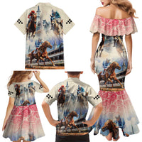 Kentucky Horse Racing Family Matching Mermaid Dress and Hawaiian Shirt For The Roses