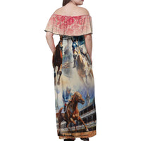 Kentucky Horse Racing Family Matching Off Shoulder Maxi Dress and Hawaiian Shirt For The Roses