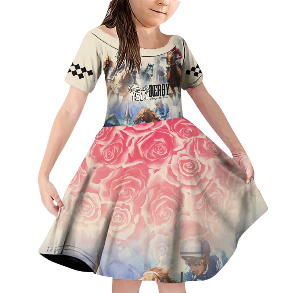 Kentucky Horse Racing Family Matching Off Shoulder Short Dress and Hawaiian Shirt For The Roses