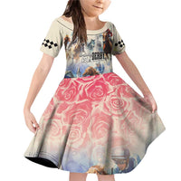 Kentucky Horse Racing Family Matching Off Shoulder Short Dress and Hawaiian Shirt For The Roses