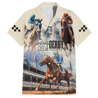 Kentucky Horse Racing Family Matching Off Shoulder Short Dress and Hawaiian Shirt For The Roses