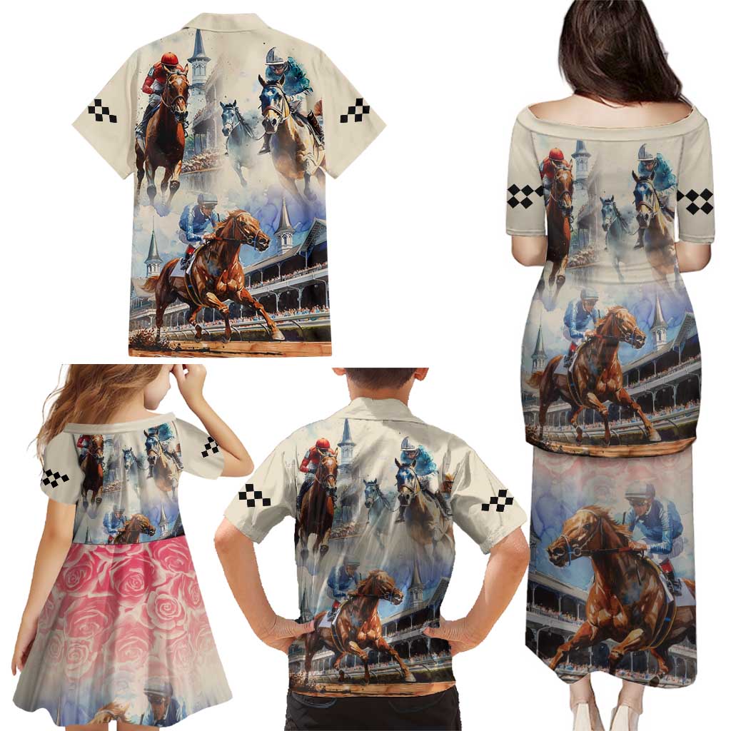 Kentucky Horse Racing Family Matching Puletasi and Hawaiian Shirt For The Roses