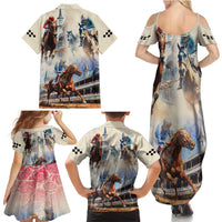 Kentucky Horse Racing Family Matching Summer Maxi Dress and Hawaiian Shirt For The Roses