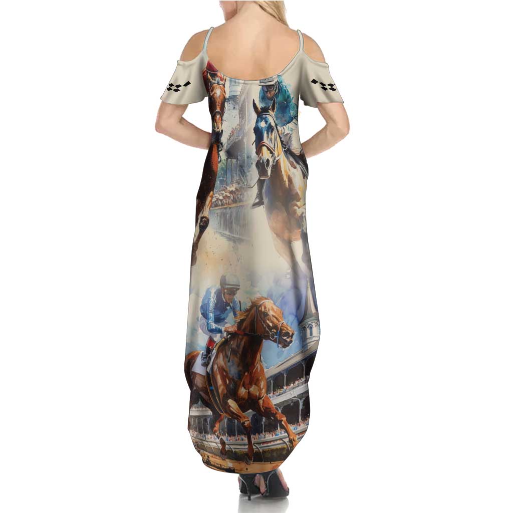 Kentucky Horse Racing Family Matching Summer Maxi Dress and Hawaiian Shirt For The Roses