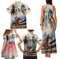 Kentucky Horse Racing Family Matching Tank Maxi Dress and Hawaiian Shirt For The Roses