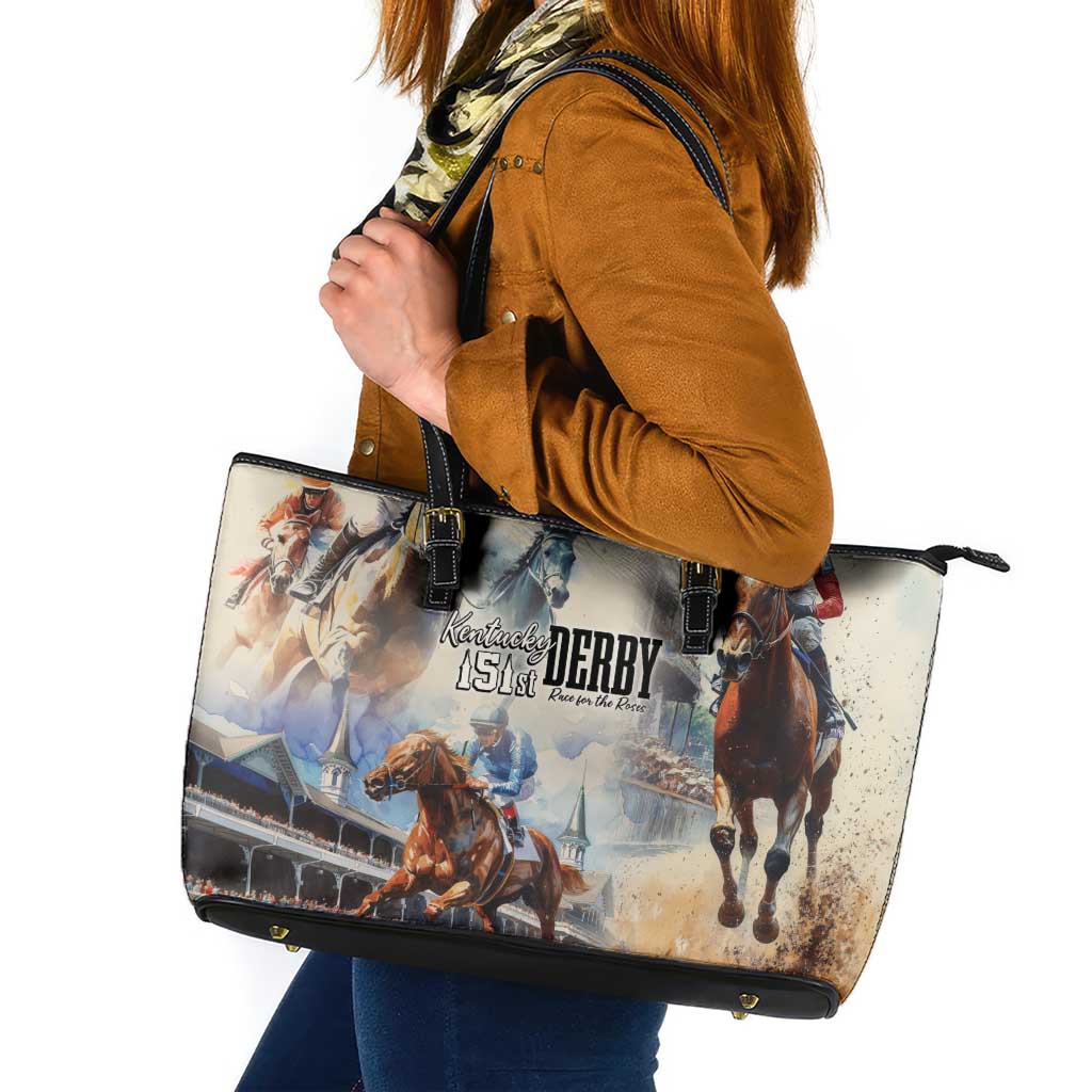 Kentucky Horse Racing Leather Tote Bag For The Roses