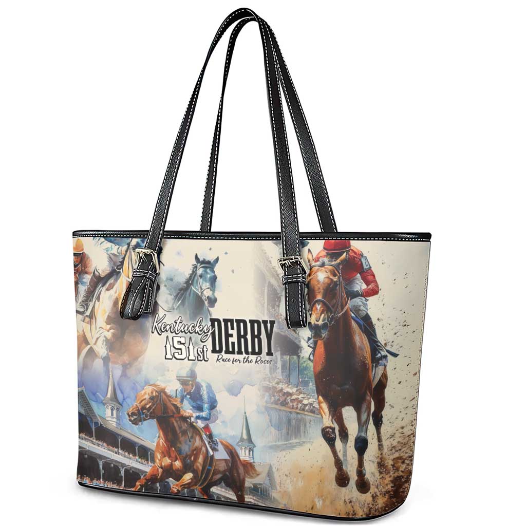 Kentucky Horse Racing Leather Tote Bag For The Roses