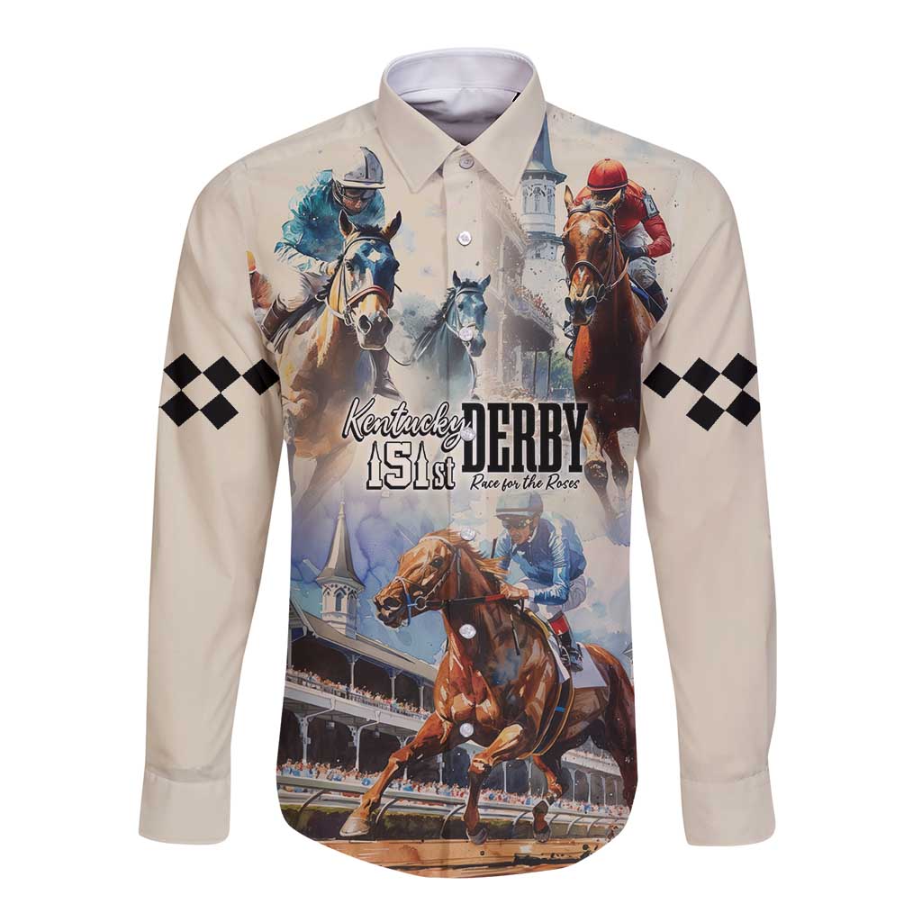 Kentucky Horse Racing Long Sleeve Button Shirt For The Roses