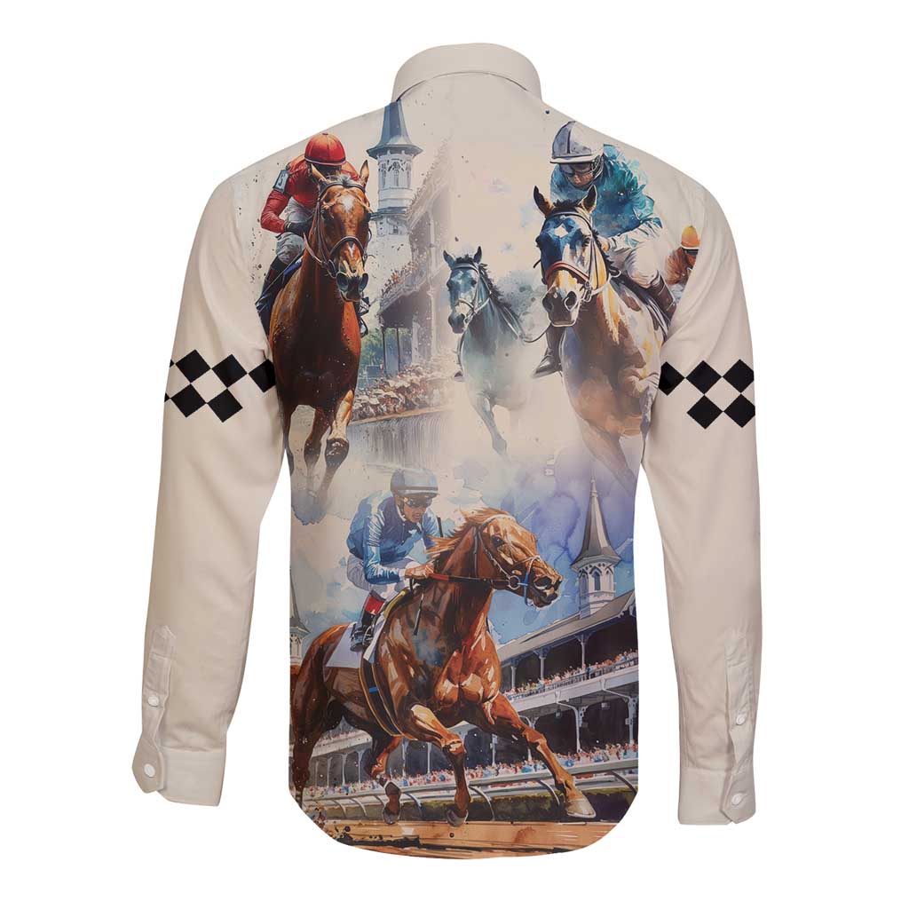 Kentucky Horse Racing Long Sleeve Button Shirt For The Roses