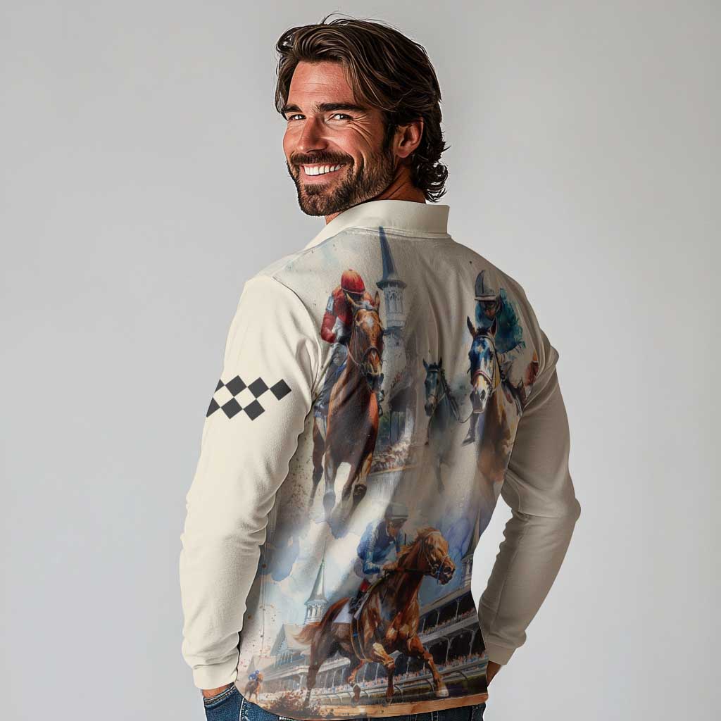 Kentucky Horse Racing Long Sleeve Polo Shirt For The Roses