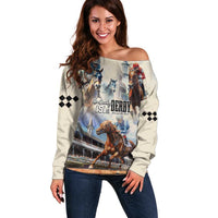 Kentucky Horse Racing Off Shoulder Sweater For The Roses