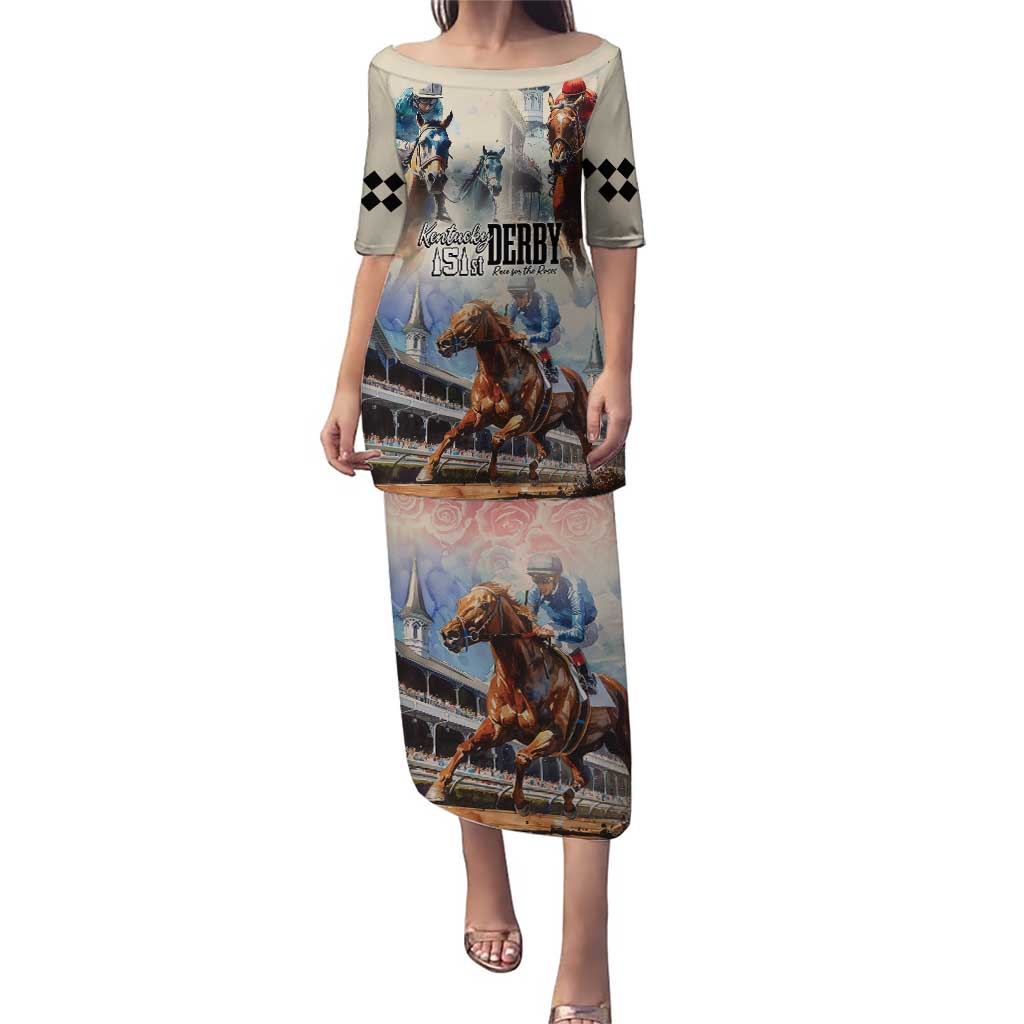 Kentucky Horse Racing Puletasi For The Roses