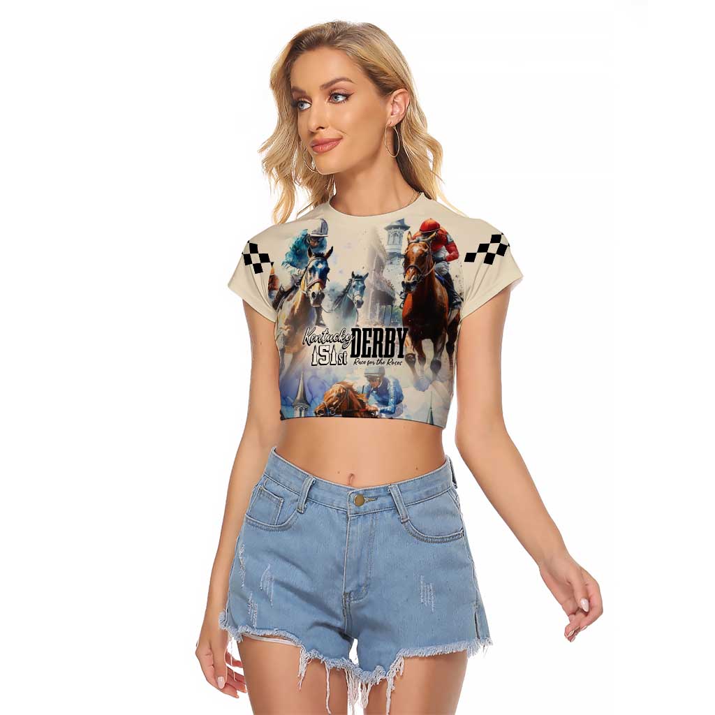 Kentucky Horse Racing Raglan Cropped T Shirt For The Roses