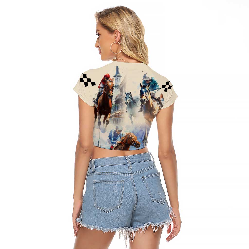 Kentucky Horse Racing Raglan Cropped T Shirt For The Roses