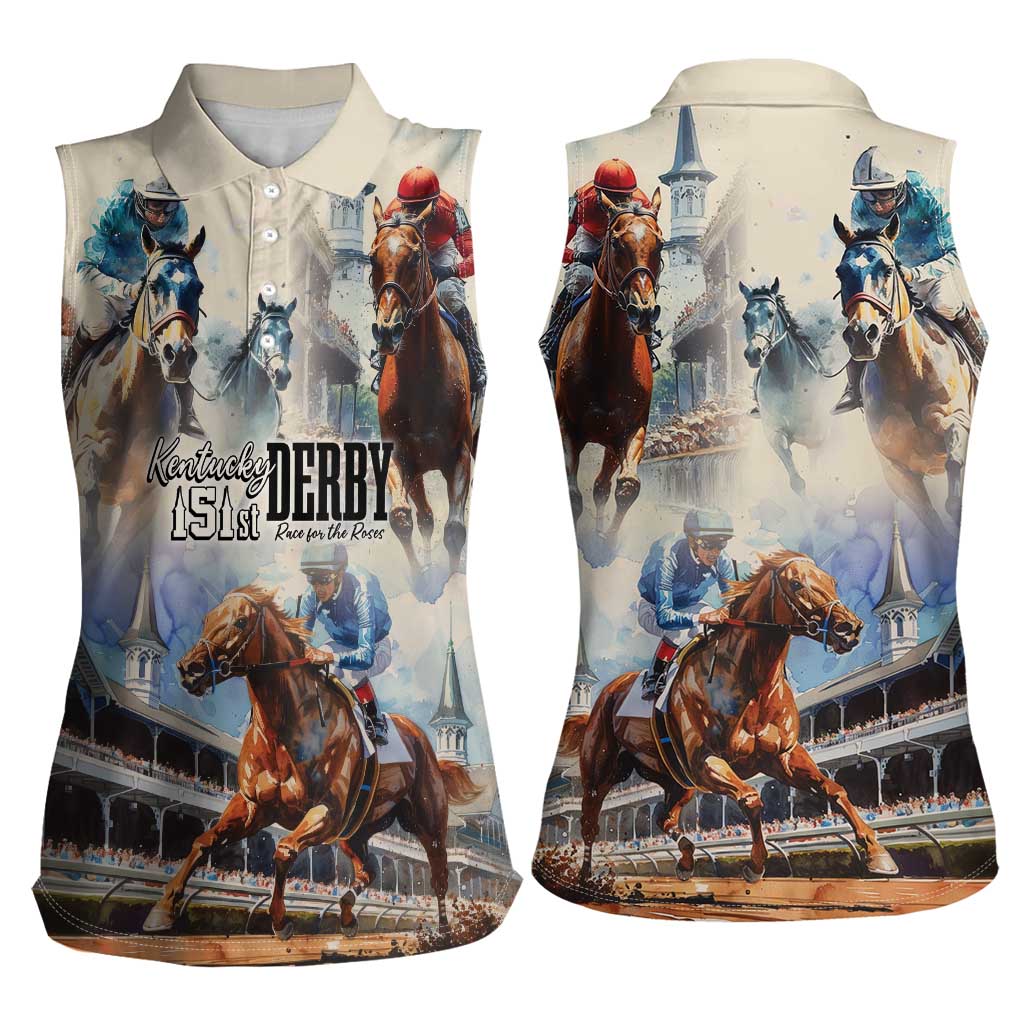 Kentucky Horse Racing Women Sleeveless Polo Shirt For The Roses