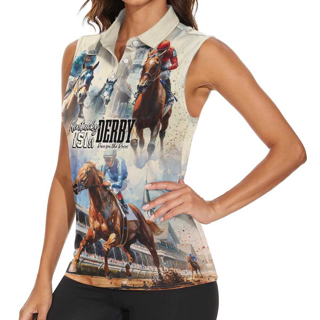 Kentucky Horse Racing Women Sleeveless Polo Shirt For The Roses