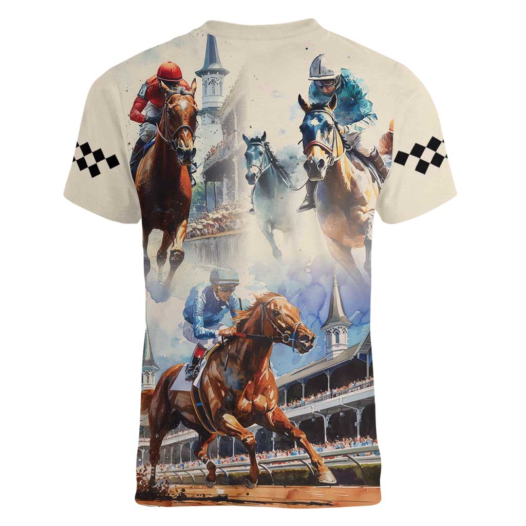 Kentucky Horse Racing Women V-Neck T-Shirt For The Roses