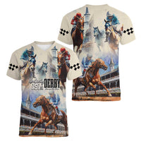 Kentucky Horse Racing Women V-Neck T-Shirt For The Roses