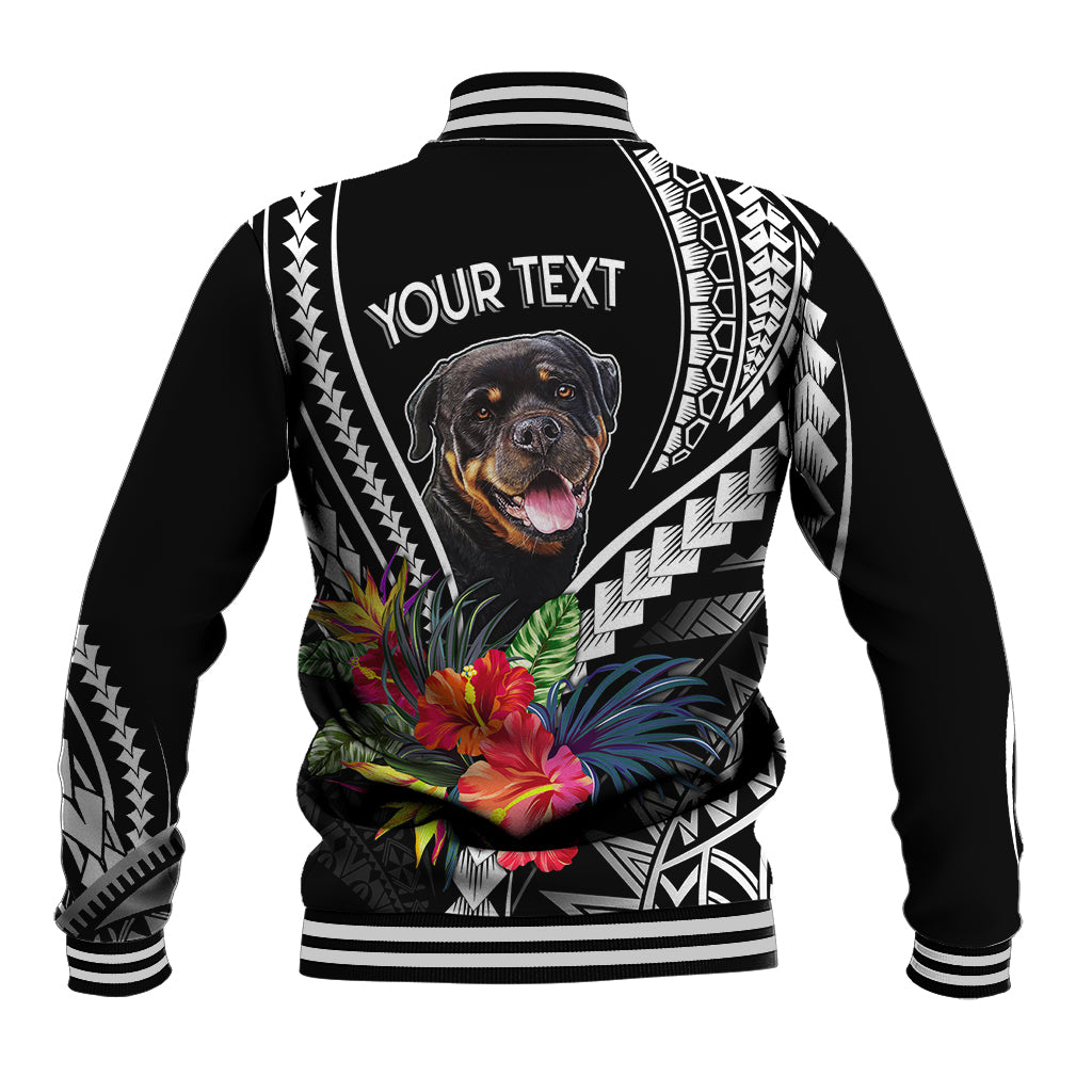 Personalised Polynesian Dog Baseball Jacket Rottweiler With Polynesia Pattern Curve Style LT7 - Wonder Print Shop