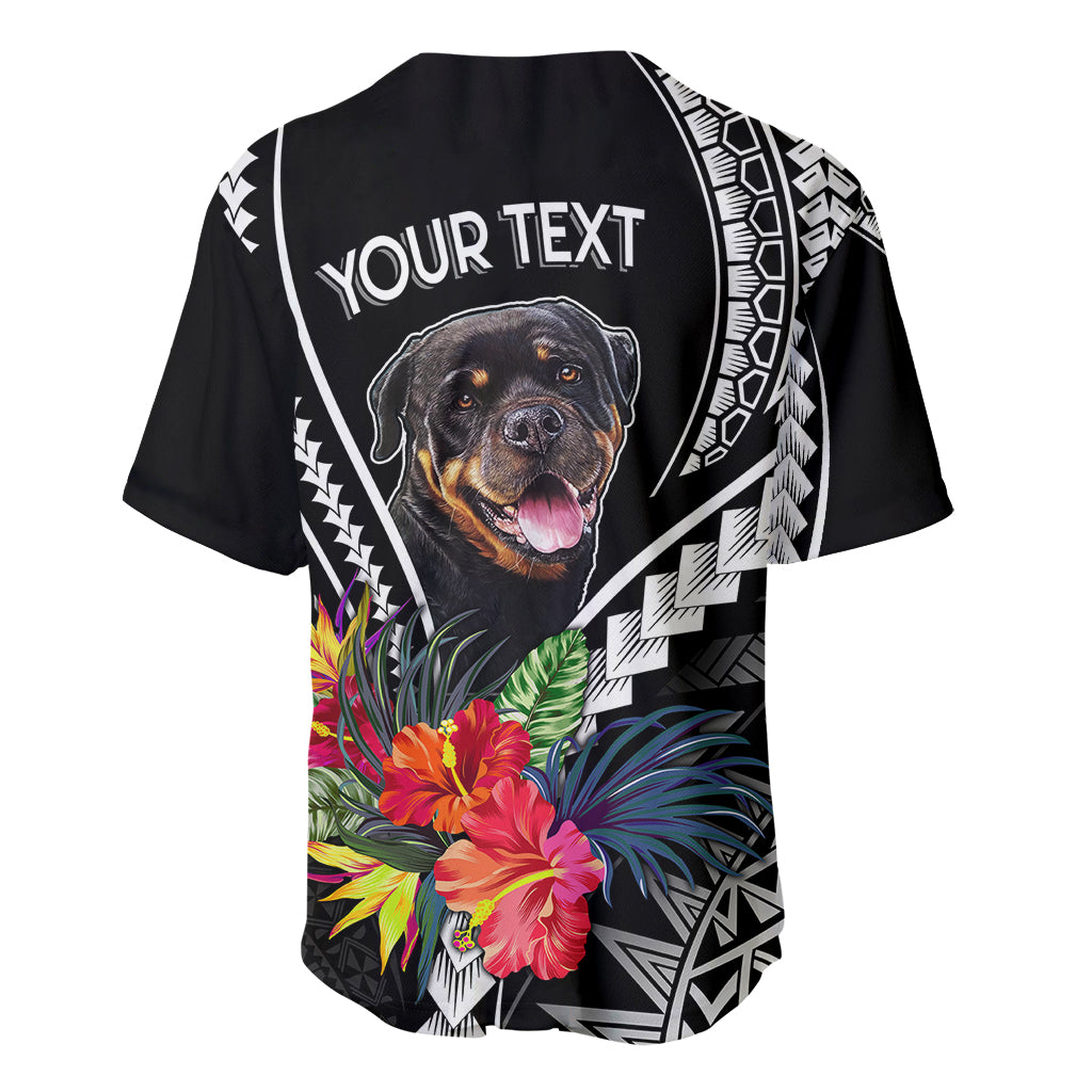 Personalised Polynesian Dog Baseball Jersey Rottweiler With Polynesia Pattern Curve Style LT7 - Wonder Print Shop