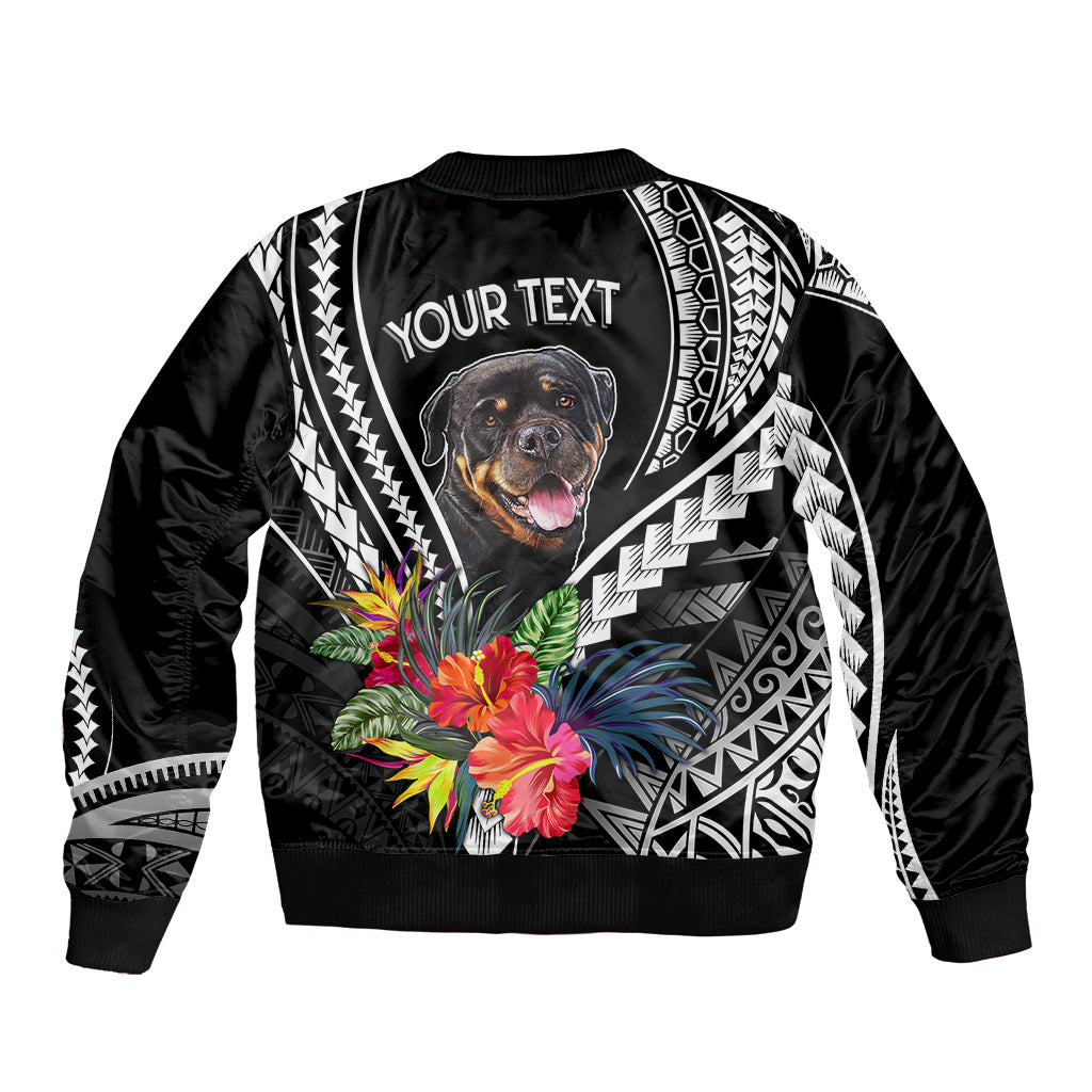 Personalised Polynesian Dog Bomber Jacket Rottweiler With Polynesia Pattern Curve Style LT7 - Wonder Print Shop