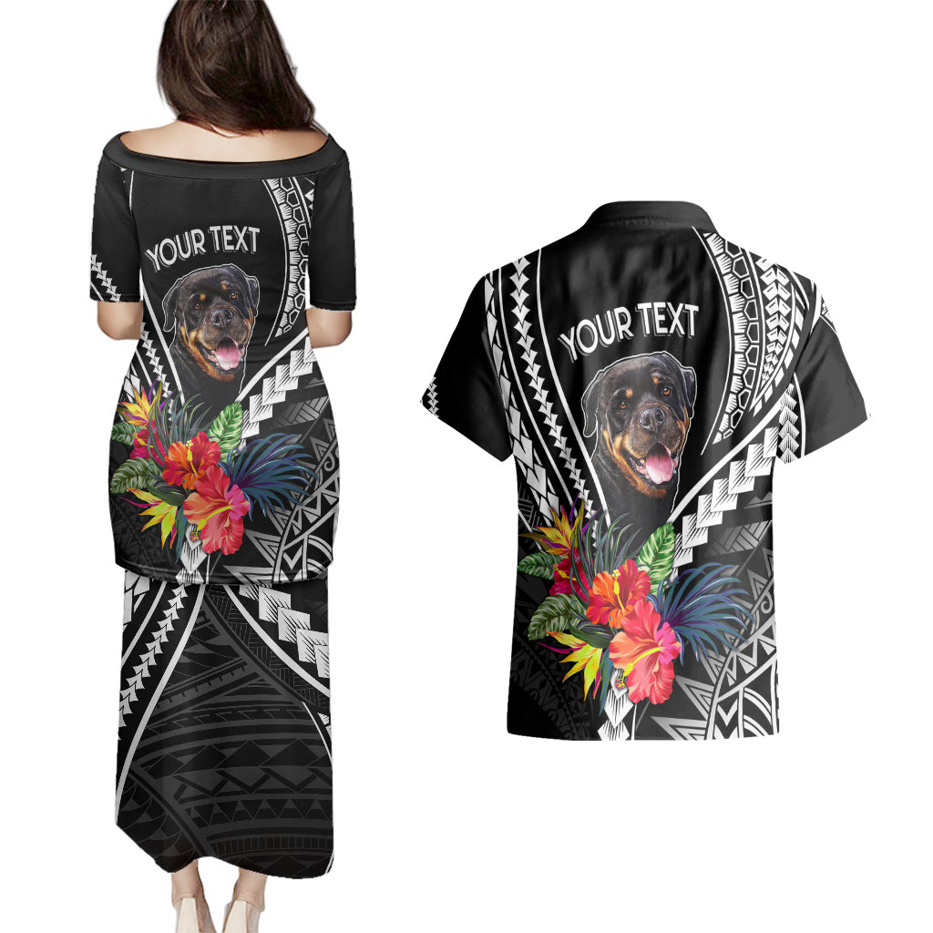 Personalised Polynesian Dog Couples Matching Puletasi Dress and Hawaiian Shirt Rottweiler With Polynesia Pattern Curve Style LT7 - Wonder Print Shop