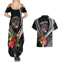 Personalised Polynesian Dog Couples Matching Summer Maxi Dress and Hawaiian Shirt Rottweiler With Polynesia Pattern Curve Style LT7 - Wonder Print Shop