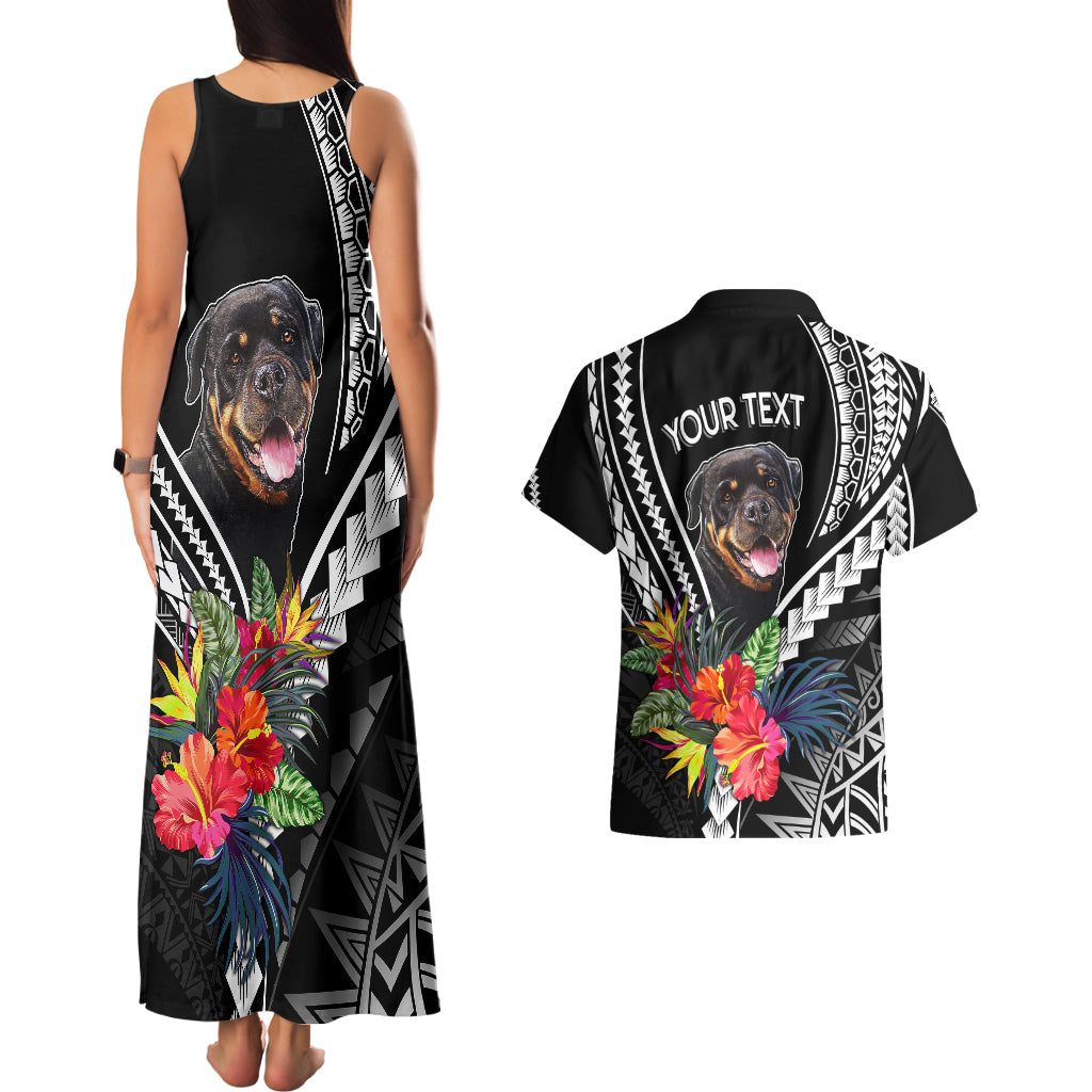 Black maxi tank dress and Hawaiian shirt with Rottweiler print and YOUR TEXT back