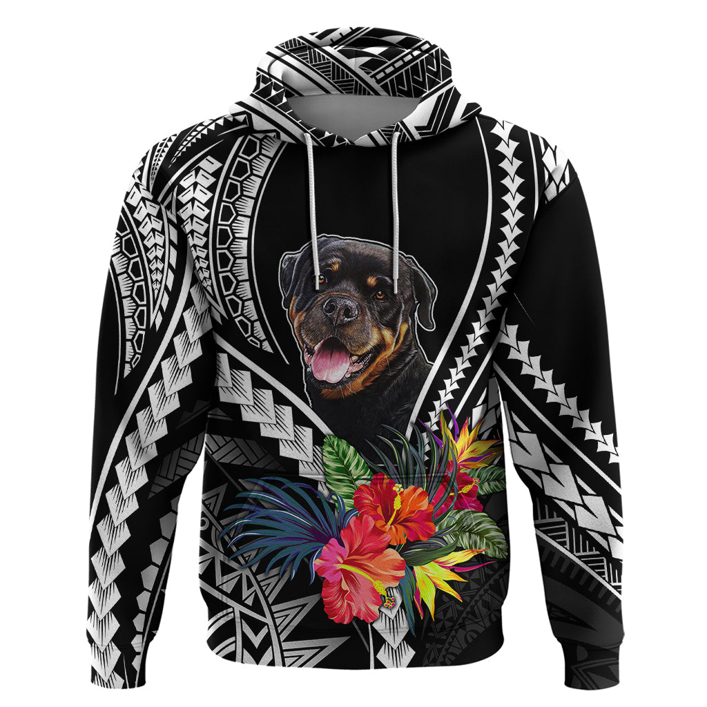 Personalised Polynesian Dog Hoodie Rottweiler With Polynesia Pattern Curve Style - Wonder Print Shop