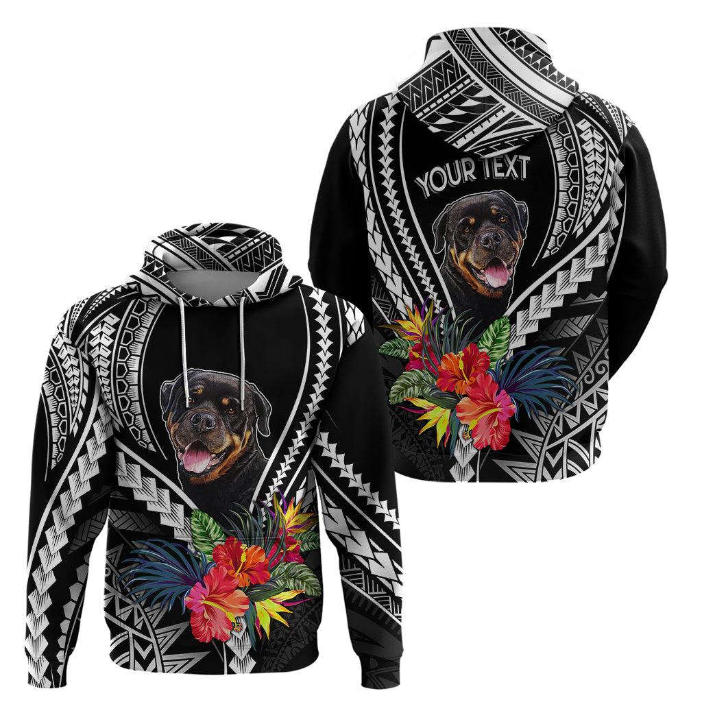 Personalised Polynesian Dog Hoodie Rottweiler With Polynesia Pattern Curve Style - Wonder Print Shop