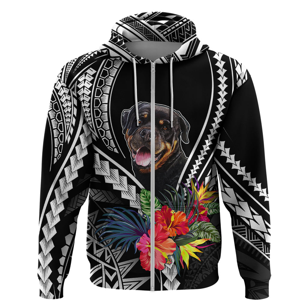 Personalised Polynesian Dog Hoodie Rottweiler With Polynesia Pattern Curve Style - Wonder Print Shop
