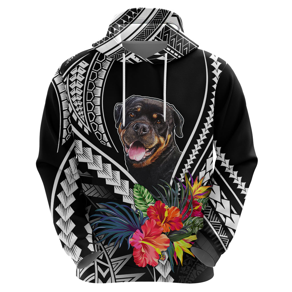 Personalised Polynesian Dog Hoodie Rottweiler With Polynesia Pattern Curve Style - Wonder Print Shop
