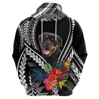Personalised Polynesian Dog Hoodie Rottweiler With Polynesia Pattern Curve Style - Wonder Print Shop
