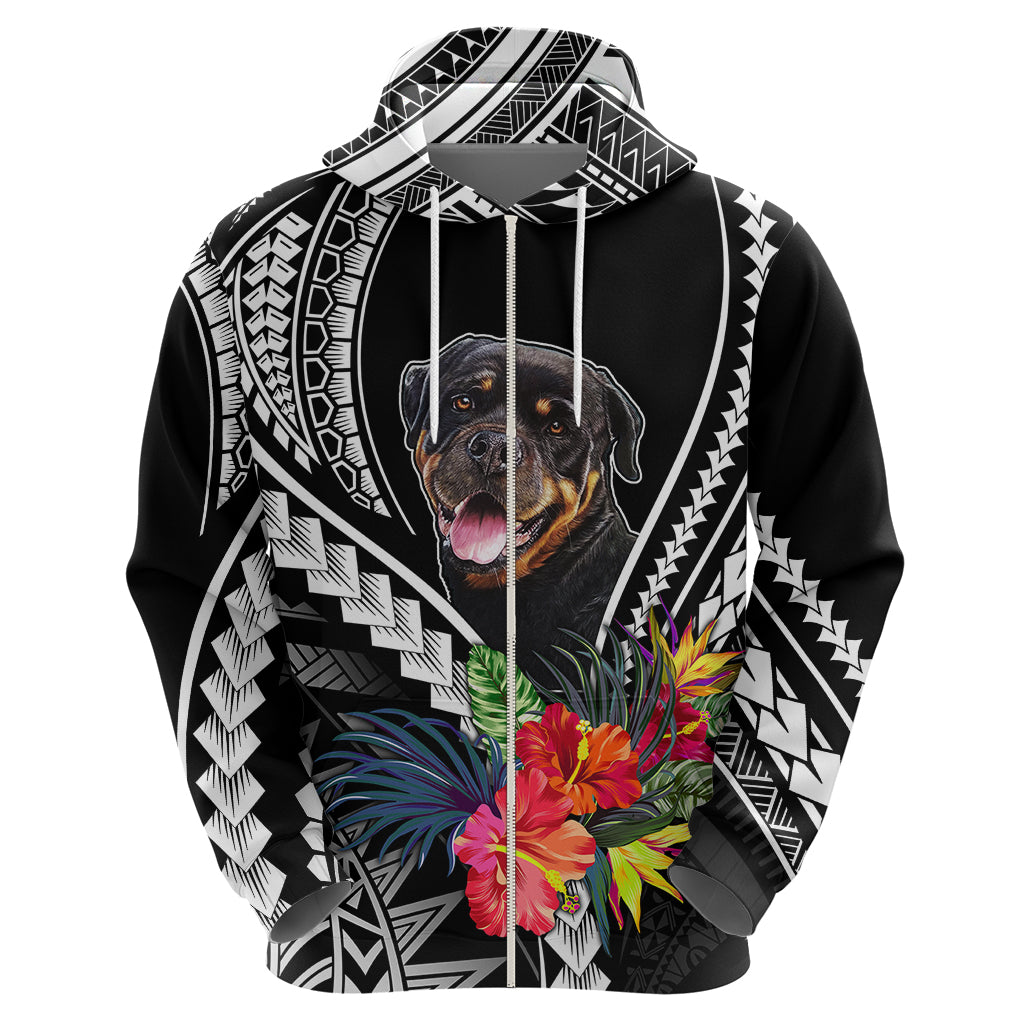 Personalised Polynesian Dog Hoodie Rottweiler With Polynesia Pattern Curve Style - Wonder Print Shop