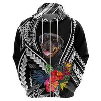 Personalised Polynesian Dog Hoodie Rottweiler With Polynesia Pattern Curve Style - Wonder Print Shop