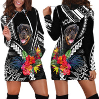 Personalised Polynesian Dog Hoodie Dress Rottweiler With Polynesia Pattern Curve Style - Wonder Print Shop