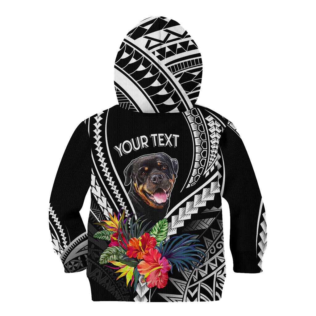 Personalised Polynesian Dog Kid Hoodie Rottweiler With Polynesia Pattern Curve Style - Wonder Print Shop