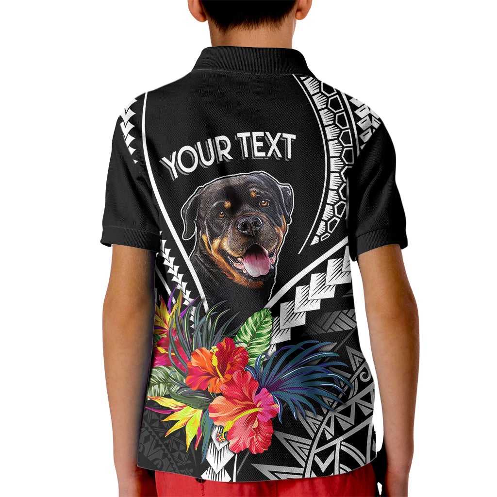 Personalised Polynesian Dog Kid Polo Shirt Rottweiler With Polynesia Pattern Curve Style - Wonder Print Shop