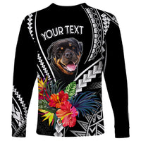 Personalised Polynesian Dog Long Sleeve Shirt Rottweiler With Polynesia Pattern Curve Style - Wonder Print Shop