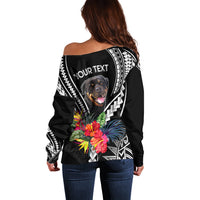 Personalised Polynesian Dog Off Shoulder Sweater Rottweiler With Polynesia Pattern Curve Style - Wonder Print Shop