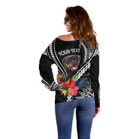 Personalised Polynesian Dog Off Shoulder Sweater Rottweiler With Polynesia Pattern Curve Style - Wonder Print Shop