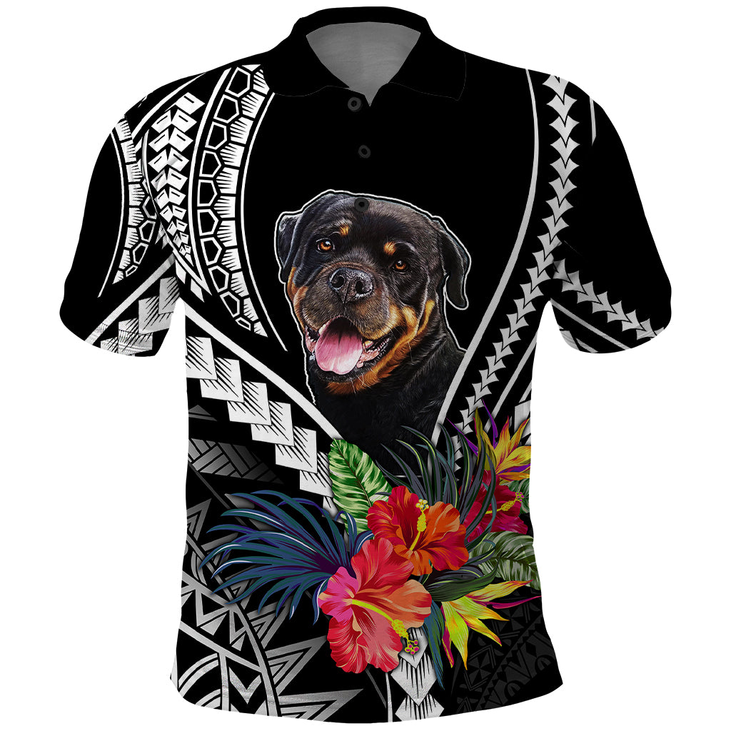 Personalised Polynesian Dog Polo Shirt Rottweiler With Polynesia Pattern Curve Style - Wonder Print Shop