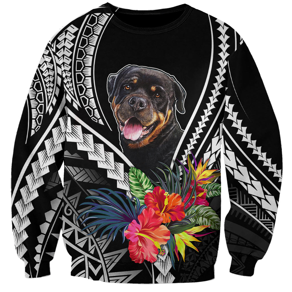 Personalised Polynesian Dog Sweatshirt Rottweiler With Polynesia Pattern Curve Style - Wonder Print Shop