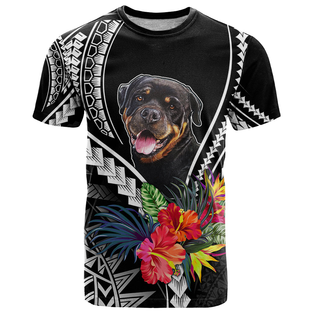 Personalised Polynesian Dog T Shirt Rottweiler With Polynesia Pattern Curve Style - Wonder Print Shop