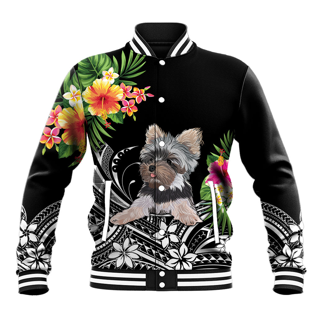 Personalised Polynesian Baseball Jacket With Yorkshire Terrier Floral Style LT7 - Wonder Print Shop