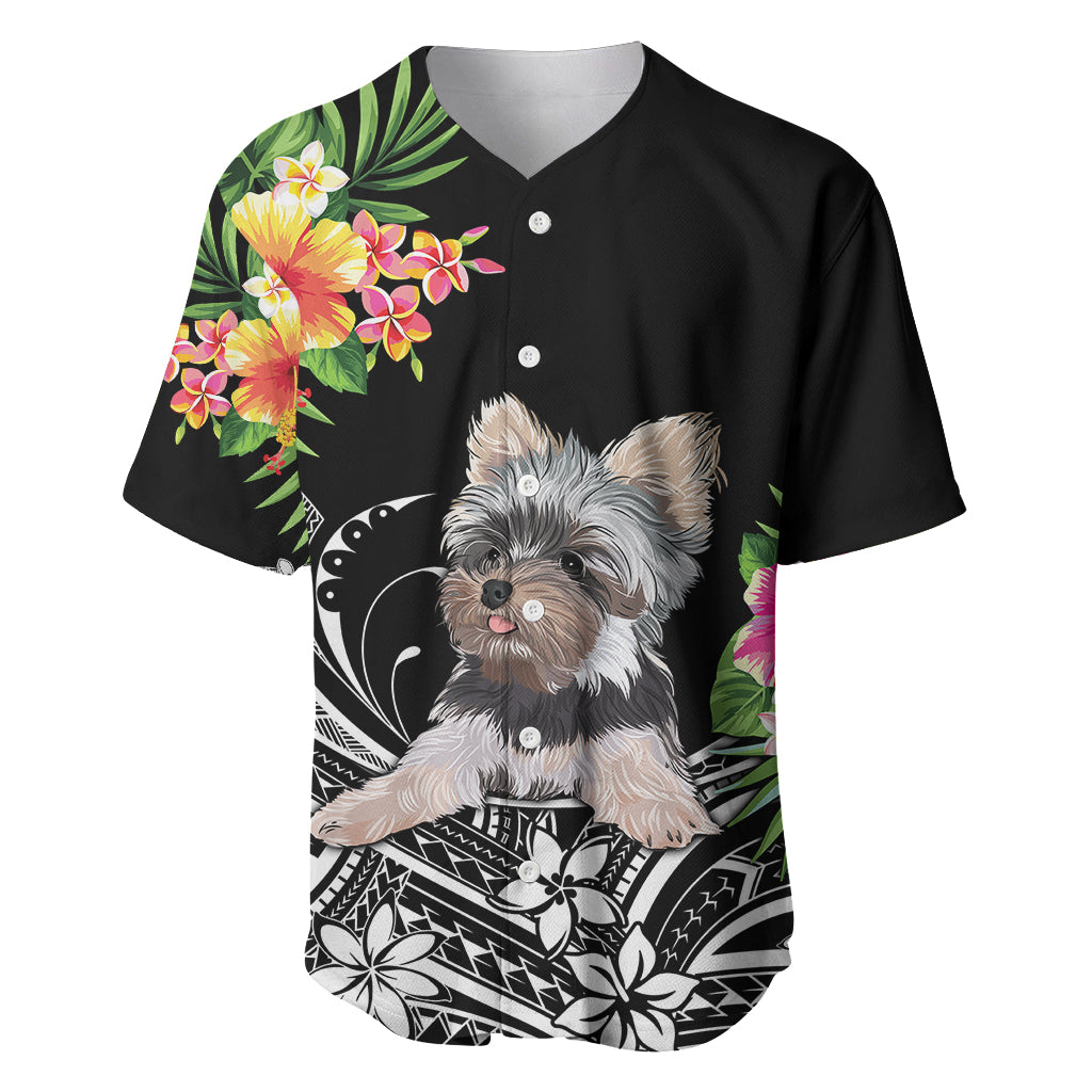 Personalised Polynesian Baseball Jersey With Yorkshire Terrier Floral Style LT7 - Wonder Print Shop