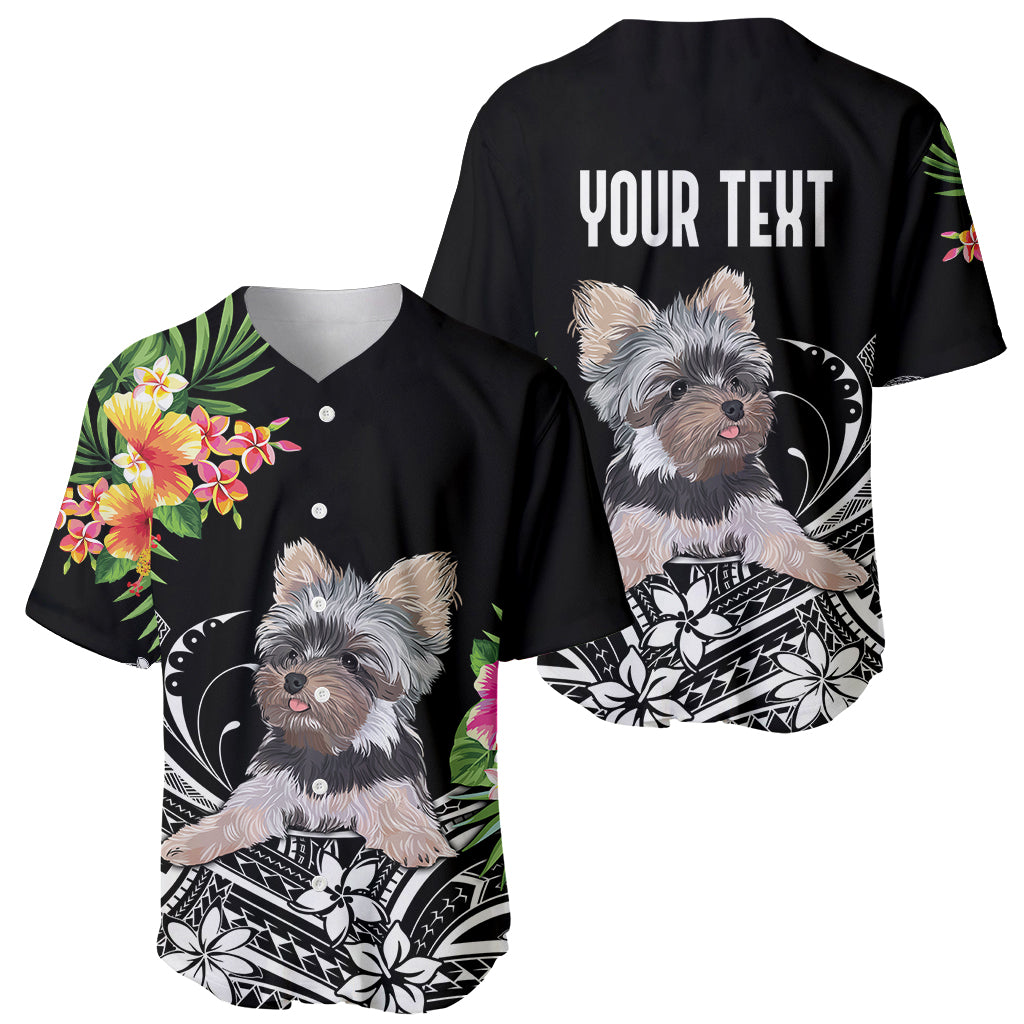 Personalised Polynesian Baseball Jersey With Yorkshire Terrier Floral Style LT7 - Wonder Print Shop